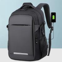 Oxford with hole for headphone & Load Reduction Backpack hardwearing & with USB interface & waterproof Polyester Solid black PC