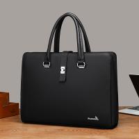 PU Leather & Polyester Briefcase large capacity & attached with hanging strap & waterproof Solid PC