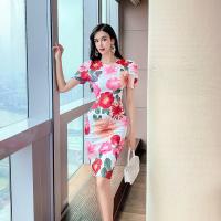 Polyester Slim Sexy Package Hip Dresses slimming printed PC