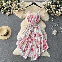 Polyester Slim & High Waist Slip Dress printed floral mixed colors : PC
