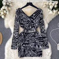 Polyester Slim Sexy Package Hip Dresses printed PC