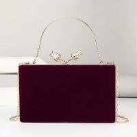 Flannelette Easy Matching Clutch Bag with chain & with rhinestone purple PC