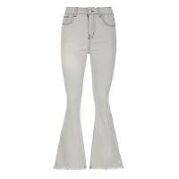 Cotton Slim & bell-bottom & Hip-hugger Women Long Trousers Solid gray PC