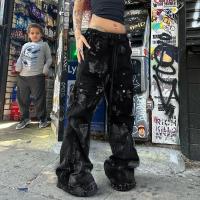 Woven Slim & Hip-hugger Women Long Trousers & loose black PC