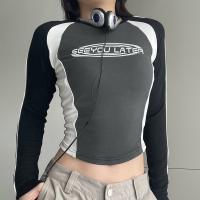 Cotton Soft & Slim Women Long Sleeve T-shirt midriff-baring Solid gray PC