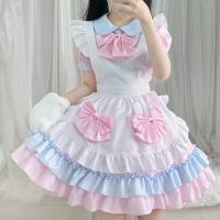 Cotton Sexy Maid Costume patchwork Others pink PC