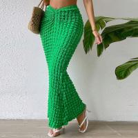 Polyester Slim & Mermaid Maxi Skirt & ankle-length Solid green PC