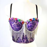 Polyester Camisole midriff-baring & skinny printed leopard purple PC