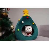 Crystal Velvet & Oxford Pet Bed christmas design & thermal PP Cotton & Sponge green PC