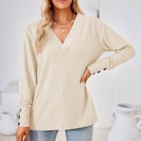 Coton mercerisé & Rayon & Polyester T-shirt femme à manches longues jacquard plus de couleurs pour le choix pièce