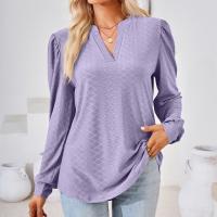 Mercerized Cotton & Rayon Women Long Sleeve T-shirt & loose Spandex & Polyester jacquard PC