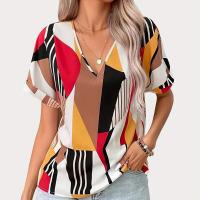 Polyester Frauen Kurzarm T-Shirts, Gedruckt, Geometrische, mehr Farben zur Auswahl,  Stück