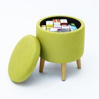 Solid Wood & Cotton Linen Stool for storage & durable PC