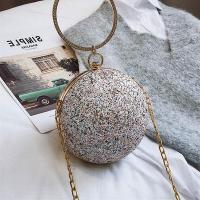 PU Leather & Sequin hard-surface & Round Ball Clutch Bag with chain PC