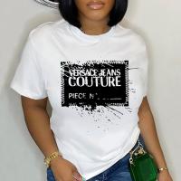 Polyester Vrouwen korte mouw T-shirts Afgedrukt Brief meer kleuren naar keuze stuk