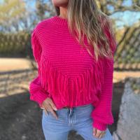 Polyester Tassels Women Sweater & loose knitted Solid PC