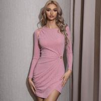 Spandex & Polyester Slim Sexy Package Hip Dresses & hollow pink PC