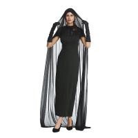 Polyester Women Vampire Costume Halloween Design & two piece Cape & skirt black Set