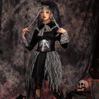 Polyester Women Halloween Cosplay Costume Halloween Design & four piece Veil & dress & interlock band & neckerchief black : Set