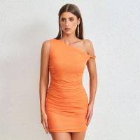 Spandex & Polyester Slim Sexy Package Hip Dresses Solid orange PC