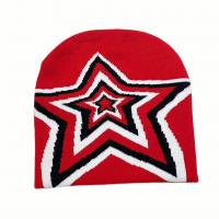 Acrylic Easy Matching Knitted Hat thermal printed star pattern PC