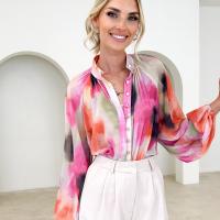 Polyester Vrouwen lange mouw Shirt Afgedrukt meer kleuren naar keuze stuk