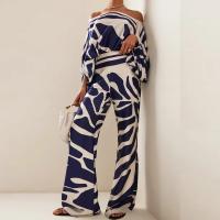 Polyester Plus Size Women Casual Set & two piece Long Trousers & top printed Set