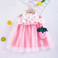 Cotton Girl One-piece Dress & loose Bag & skirt patchwork dot pink Set