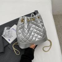 PU Leather Bucket Bag Backpack with chain & soft surface Argyle PC
