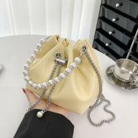 PU Leather Bucket Bag Handbag with chain & soft surface PC
