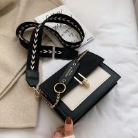 PU Leather Box Bag Crossbody Bag with chain & contrast color PC