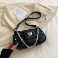 PU Leather Shoulder Bag with chain & soft surface & studded PC