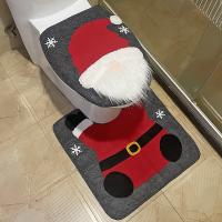 Adhesive Bonded Fabric Creative Nightstool Cover and Mat christmas design & two piece Santa Claus red Set