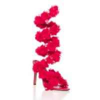 Cuero sintético de microfibra PU Zapatos de tacón alto, rojo,  Par