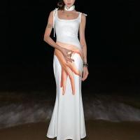 Polyester Slim & Reversible Slip Dress printed white PC