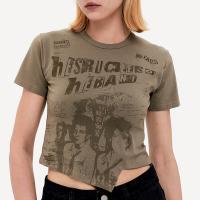 Spandex & Algodón Mujeres Camisetas de manga corta, impreso, más colores para elegir,  trozo