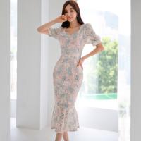 Lace Slim Sexy Package Hip Dresses patchwork PC