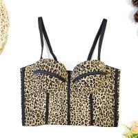 Polyester Camisole midriff-baring & skinny printed leopard Apricot PC