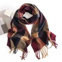 Polyester Multifunction Men Scarf thermal weave plaid wine red PC