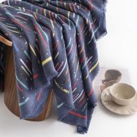Polyester Multifunction Women Scarf thermal printed striped blue PC