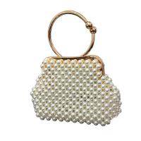 Metal & Plastic Pearl Easy Matching Handbag attached with hanging strap Solid white PC