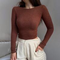 Polyester Slim Women Long Sleeve T-shirt midriff-baring patchwork Others PC