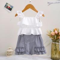 Cotton Girl Clothes Set & two piece Pants & top striped two different colored Set