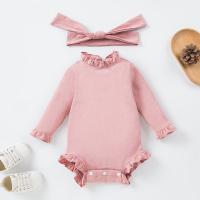 Cotton Crawling Baby Suit & two piece Crawling Baby Suit & Hair Band patchwork Solid Set