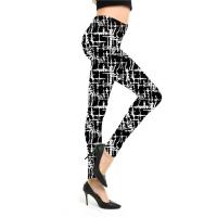 Polyester Slim Women Leggings contrast color printed white and black : PC