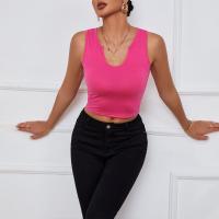 Cotton Tank Top midriff-baring & skinny knitted Solid PC