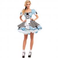 Polyester Women Maid Costume & two piece hair accessories & dress Solid light blue Set