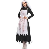 Polyester Women Vampire Costume & three piece hair accessories & dress & apron Solid black Set