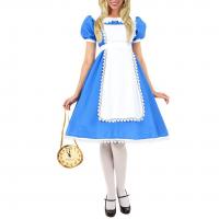 Polyester Alice in Wonderland Costume Halloween Design hair accessories & dress & apron blue and white PC