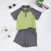 Polyester Slim Boy Clothing Set & two piece patchwork Solid Set